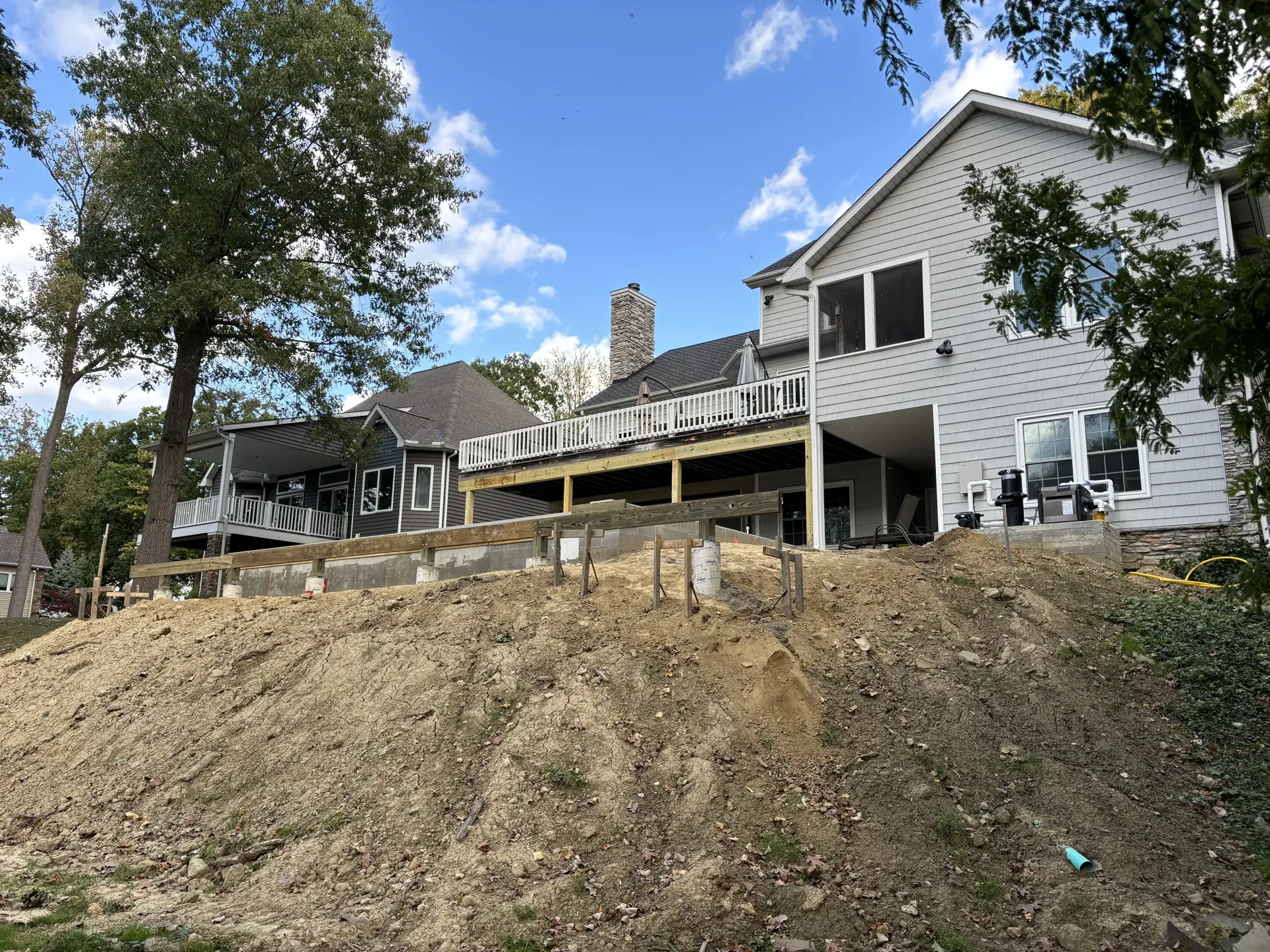 Backyard grading with existing structure